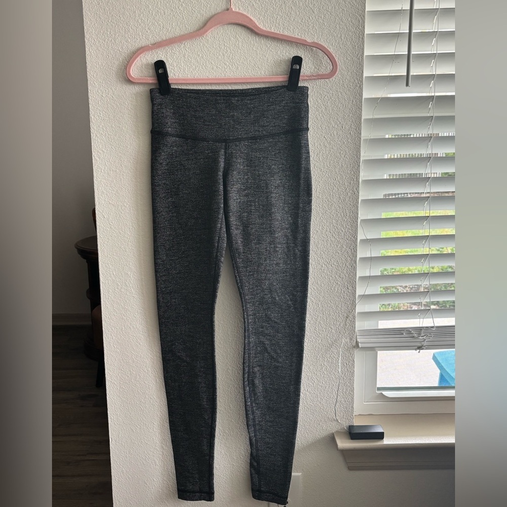 Lululemon Wunder Under Pant Herringbone Black Swan/ Black Size 6
